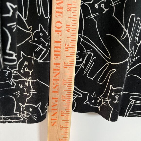 Jess & Jane T-Shirt Top 1X Cat Sketch Stretch Black White Artsy Eclectic Casual - Picture 6 of 7